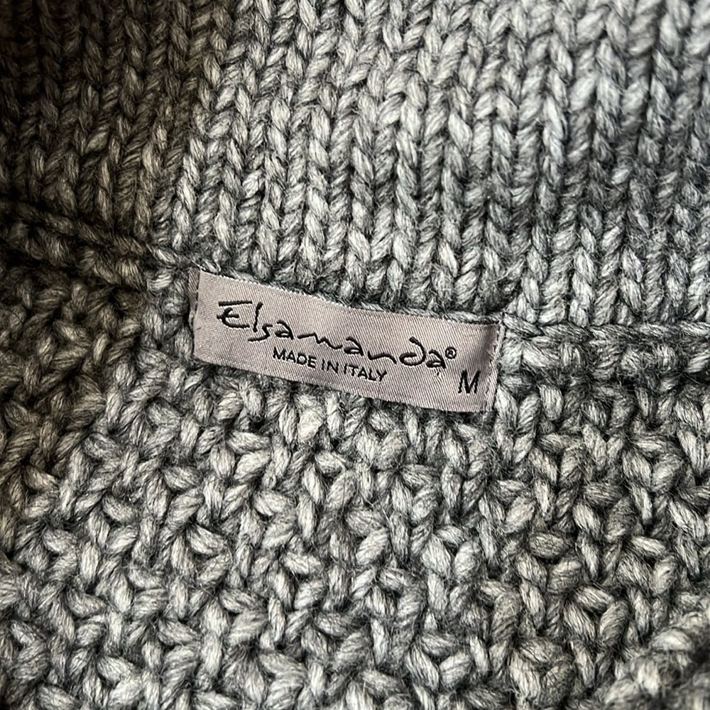 ELSAMANDA ANTHROPOLOGIE snap Sweater Womens Sz M Chunky Knit Alpaca Wool Italy - Picture 5 of 7